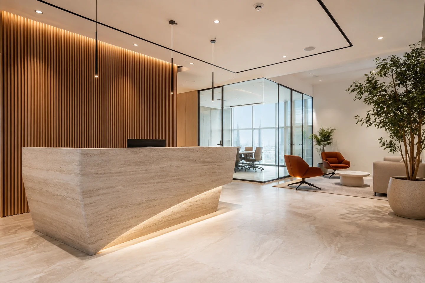 Contemporary reception completed as a turnkey interior fit-out